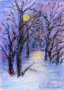 "First Snowfall" by Betty Willmore, Cambridge WI - Oil Pastel